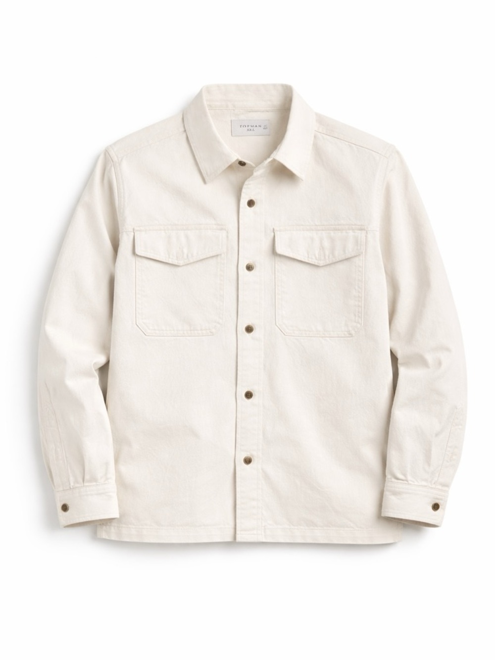 Topman Shacket Men 2XL Off White Shirt Jacket Button Up Overshirt Utility - Picture 3 of 8